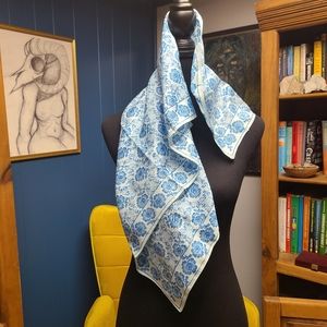 Floral Blue & White Scarf